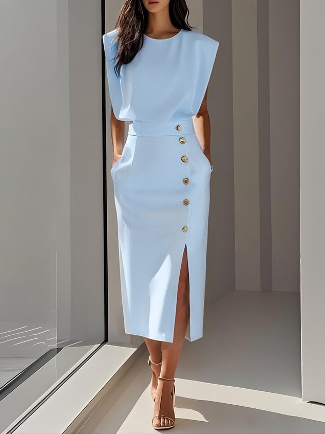 Women's Midi Dress – Light Blue