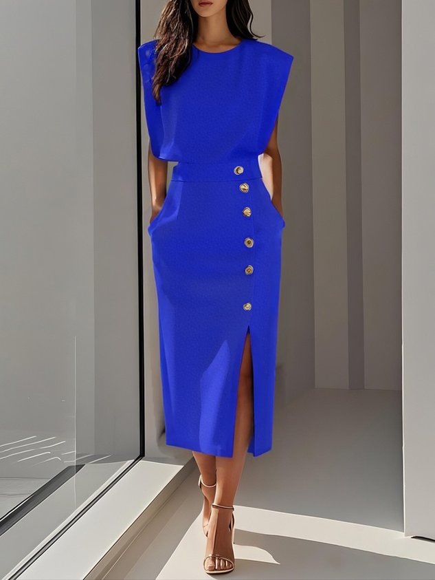 Women's Midi Dress – Royal Blue