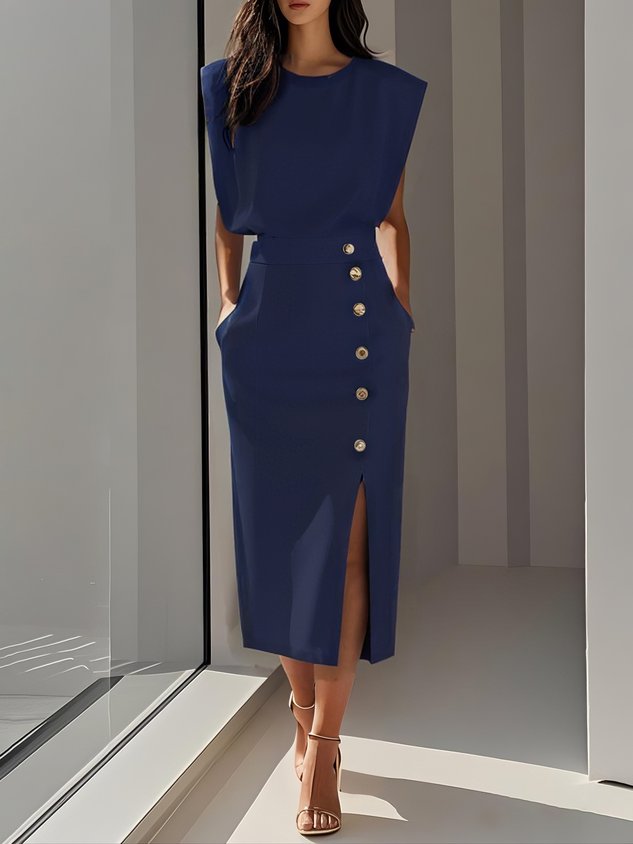 Women's Midi Dress – Blue