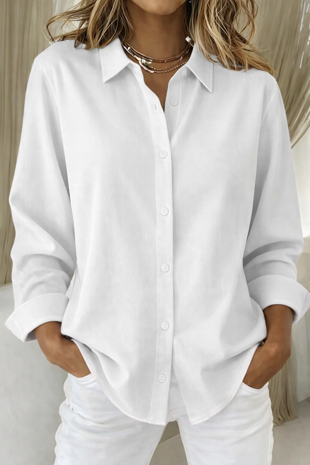 Women's Long Sleeve Blouse – White