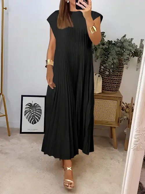 Women's Pleated Maxi Dress – Black