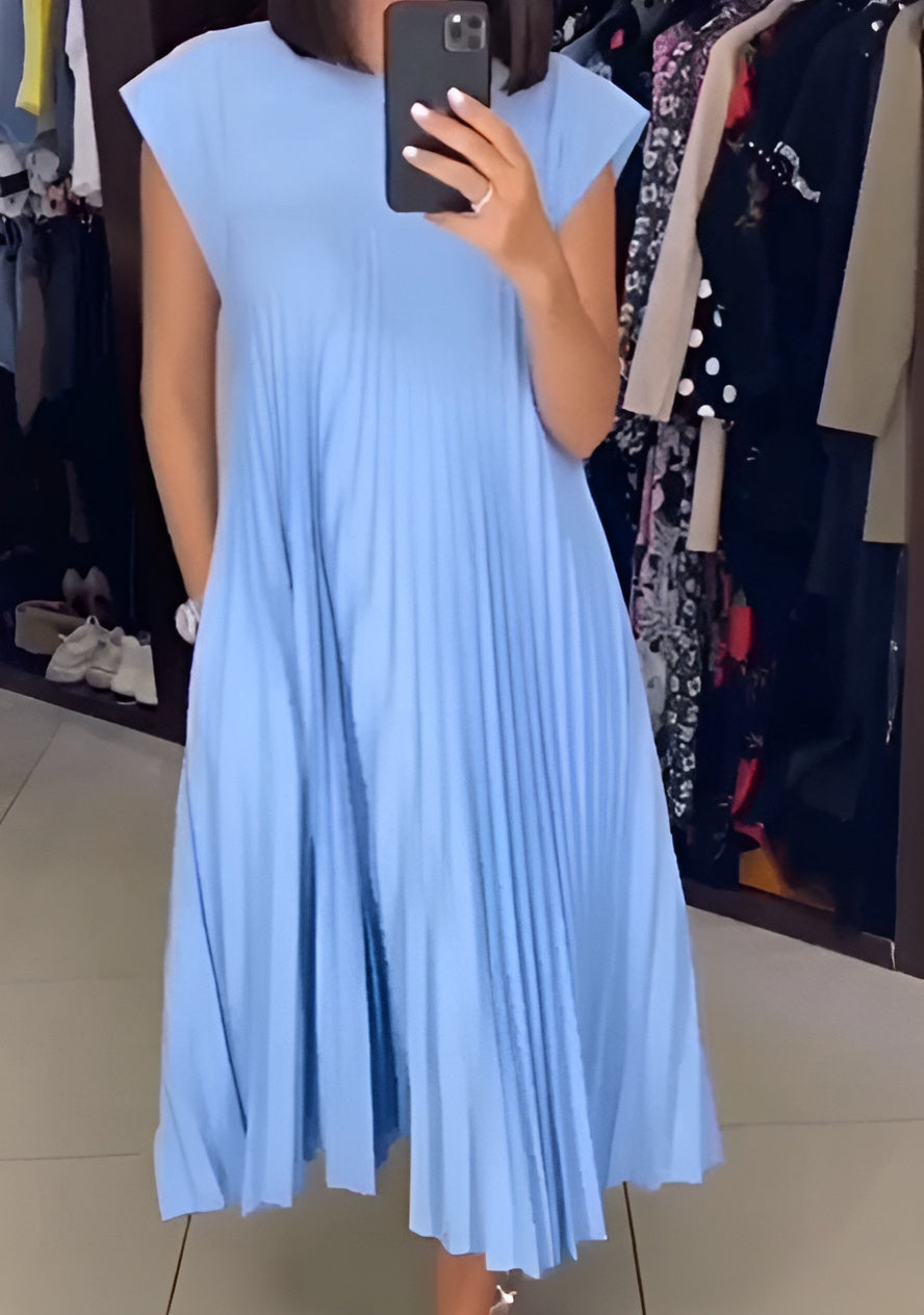 Women's Pleated Maxi Dress – Blue