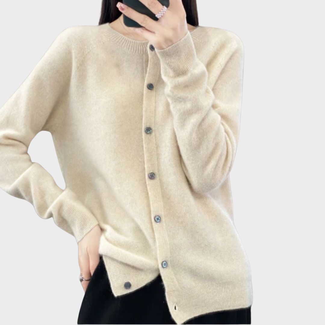 Women's Long Sleeve Cardigan – Beige