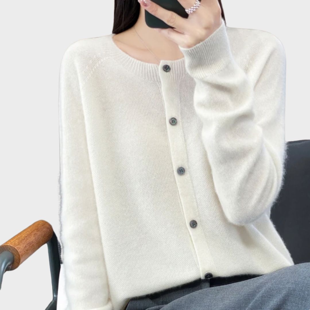 Women's Long Sleeve Cardigan – White