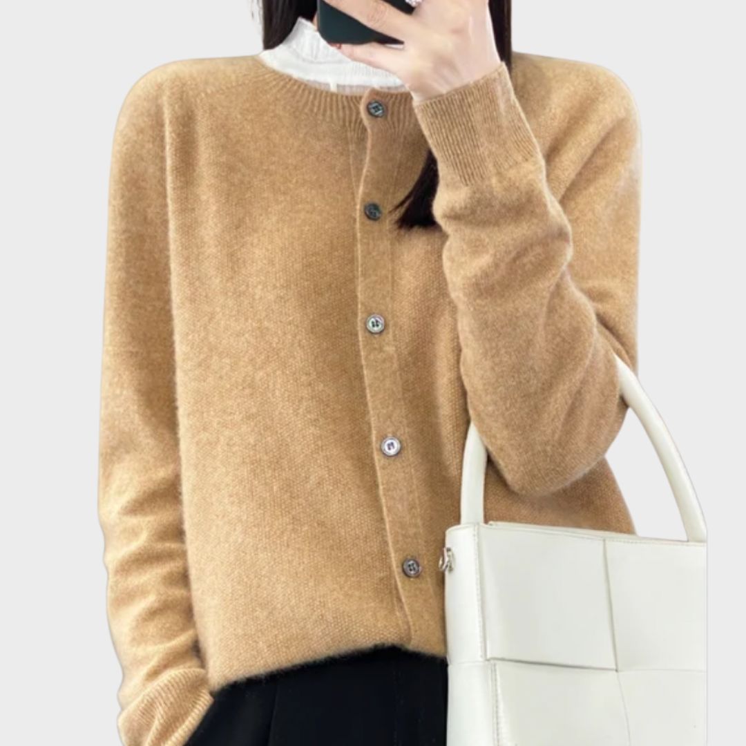 Women's Long Sleeve Cardigan – Camel