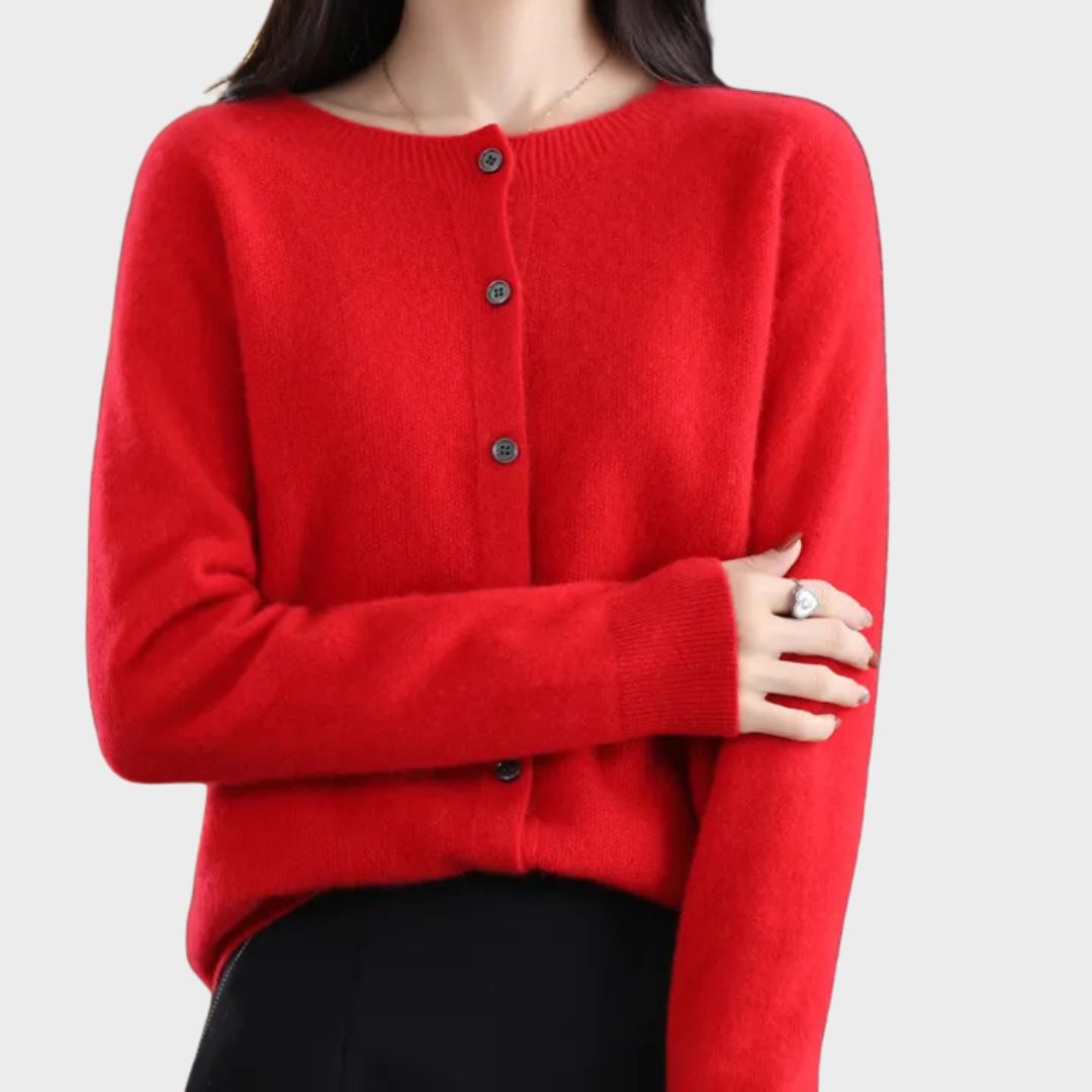 Women's Long Sleeve Cardigan – Red