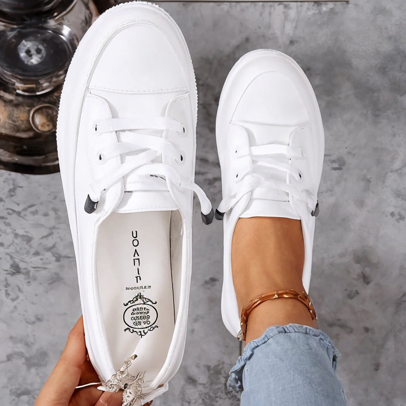 Women's Lace Up Sneakers – White