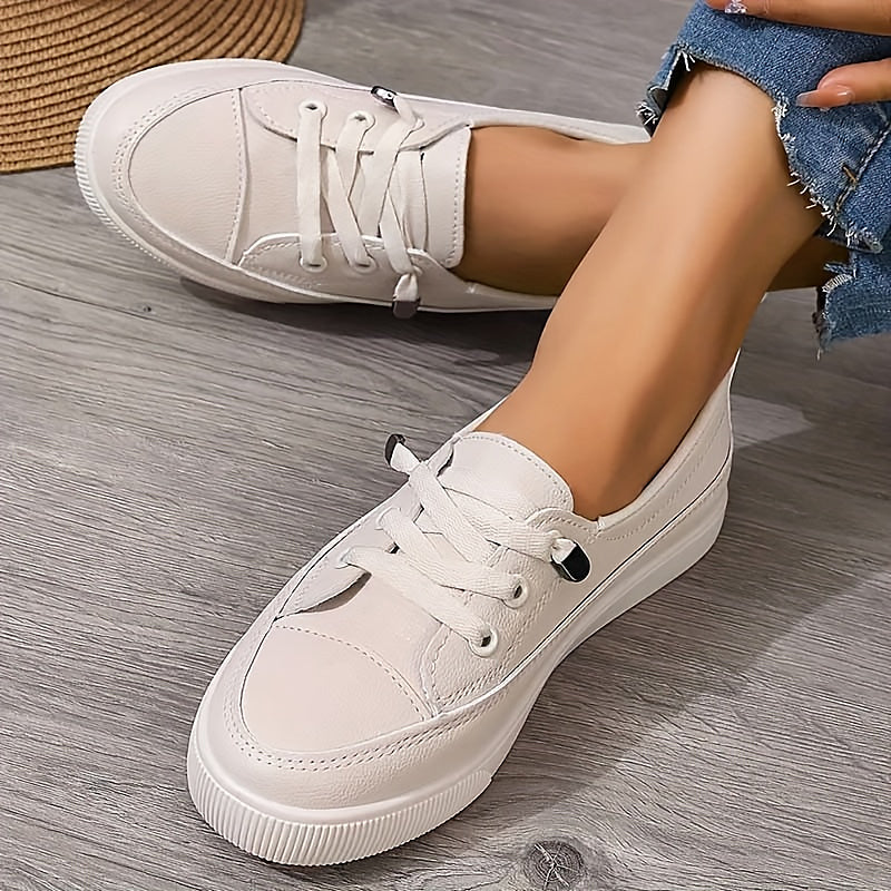 Women's Lace Up Sneakers – Beige