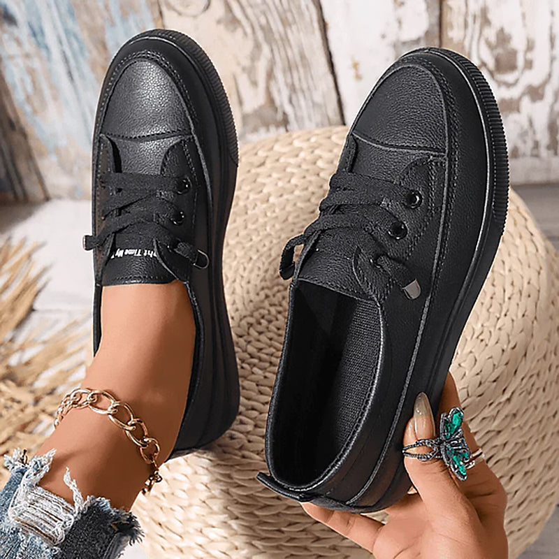Women's Lace Up Sneakers – Black
