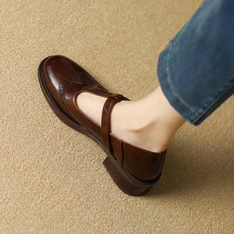Women's Block Heel T-Strap Mary Janes