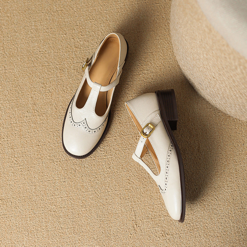Women's Block Heel T-Strap Mary Janes