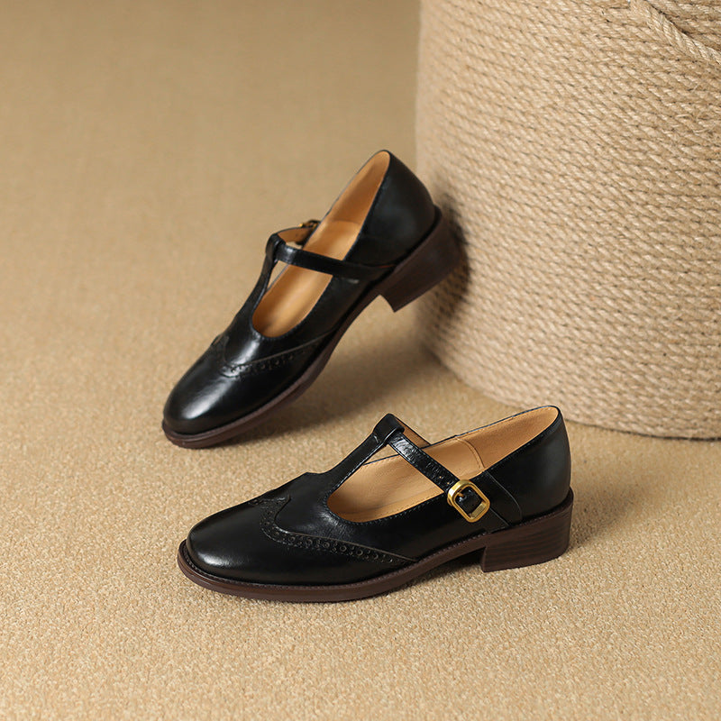 Women's Block Heel T-Strap Mary Janes