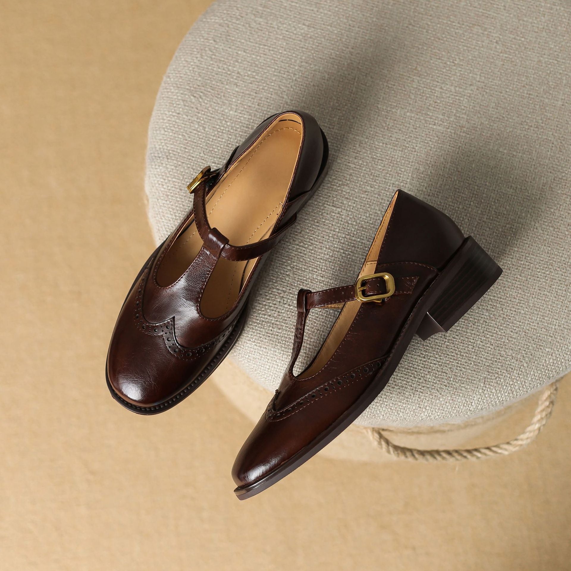 Women's Block Heel T-Strap Mary Janes
