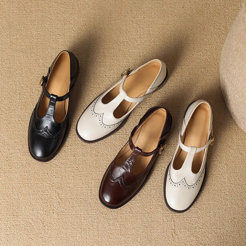 Women's Block Heel T-Strap Mary Janes