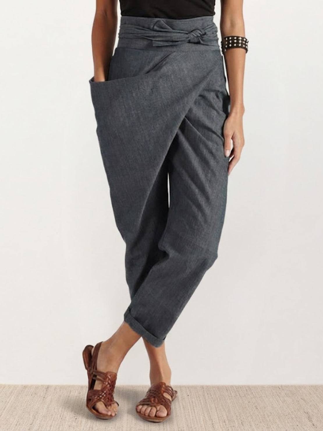Women's High Waist Cropped Pants – Grey