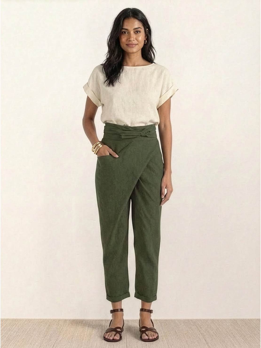 Women's High Waist Cropped Pants