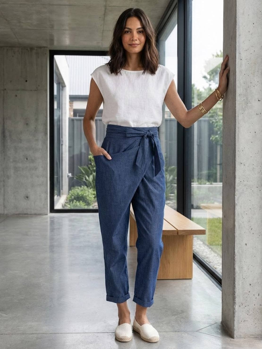Women's High Waist Cropped Pants