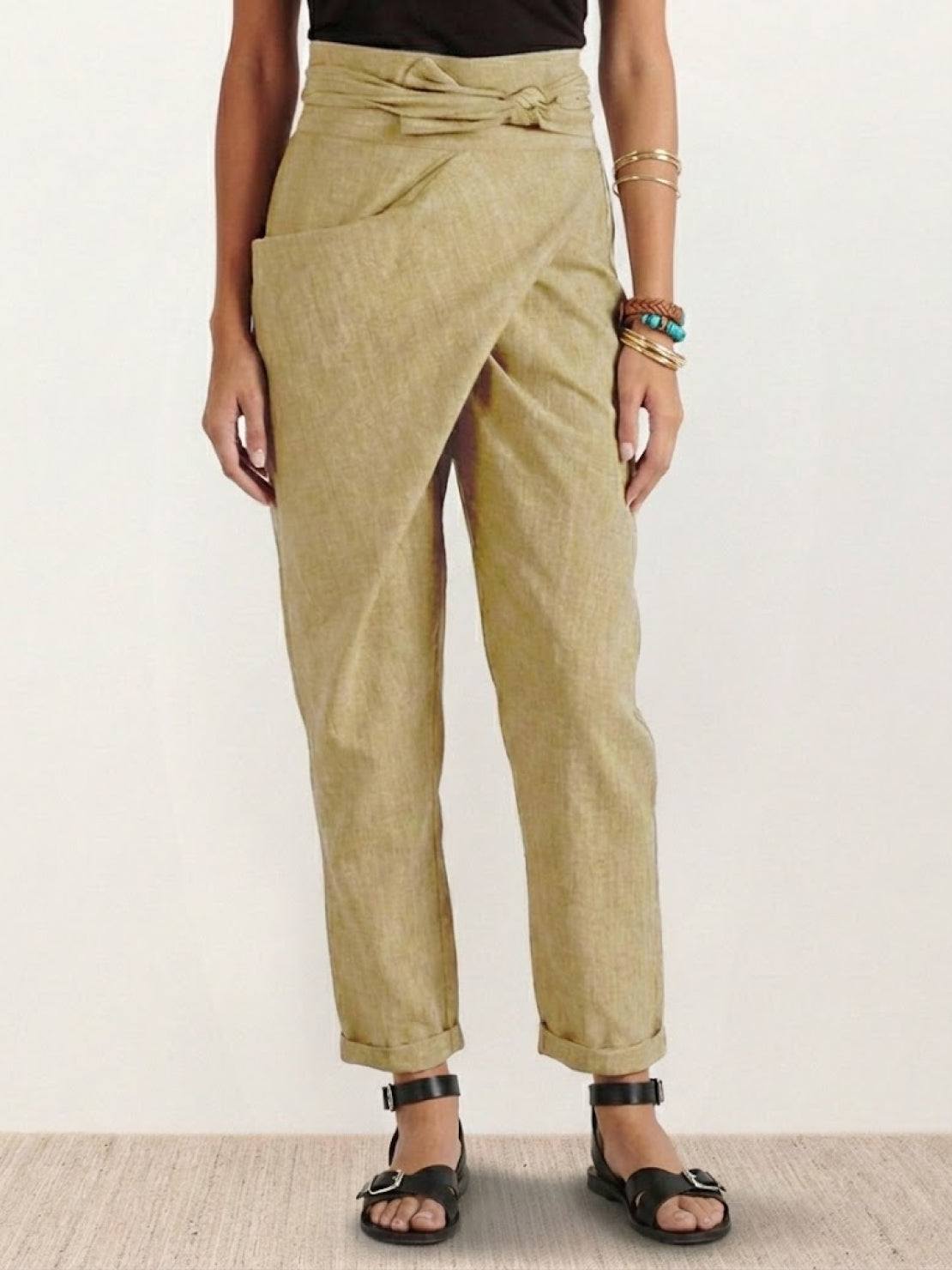 Women's High Waist Cropped Pants – Khaki
