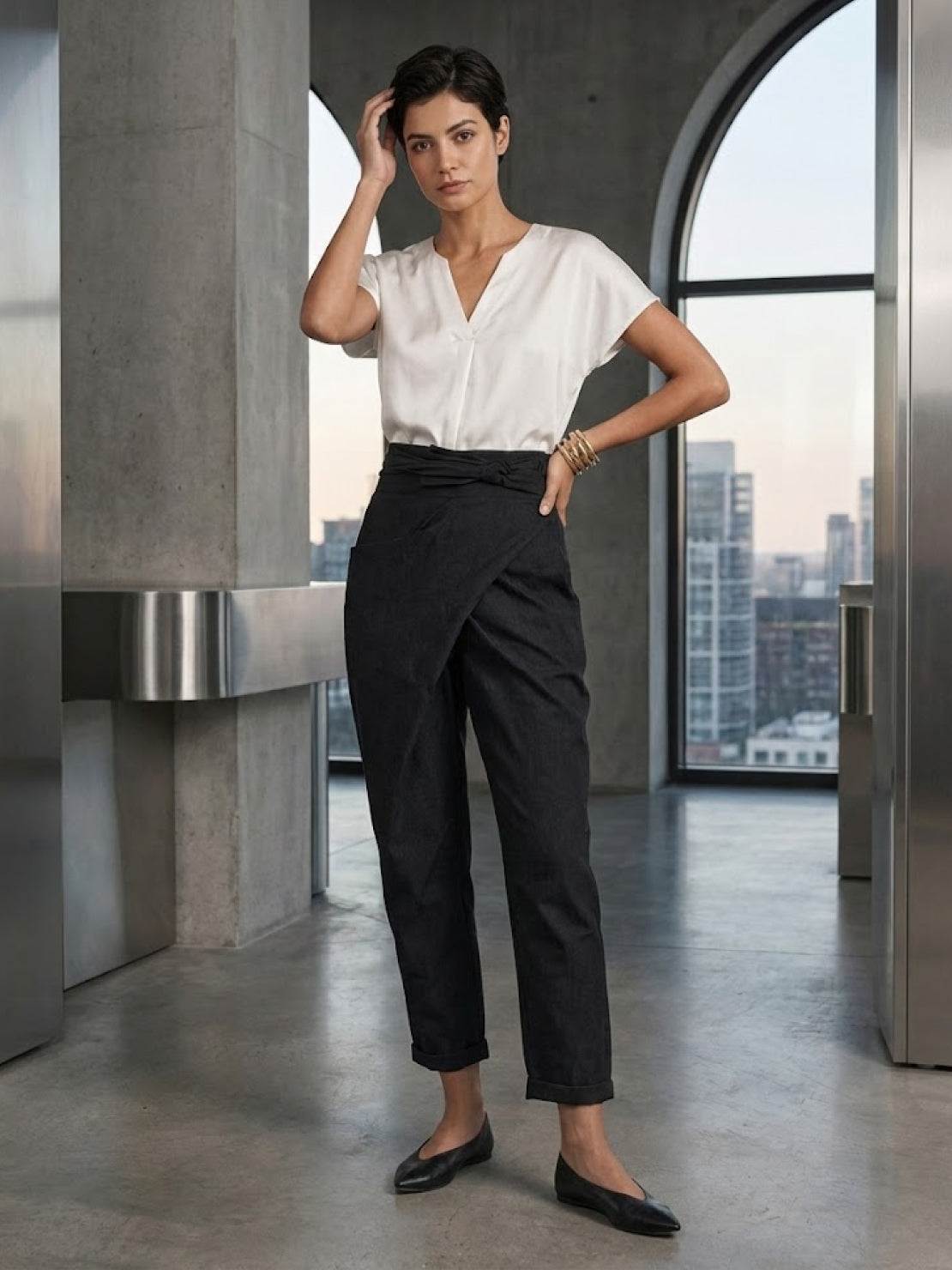 Women's High Waist Cropped Pants