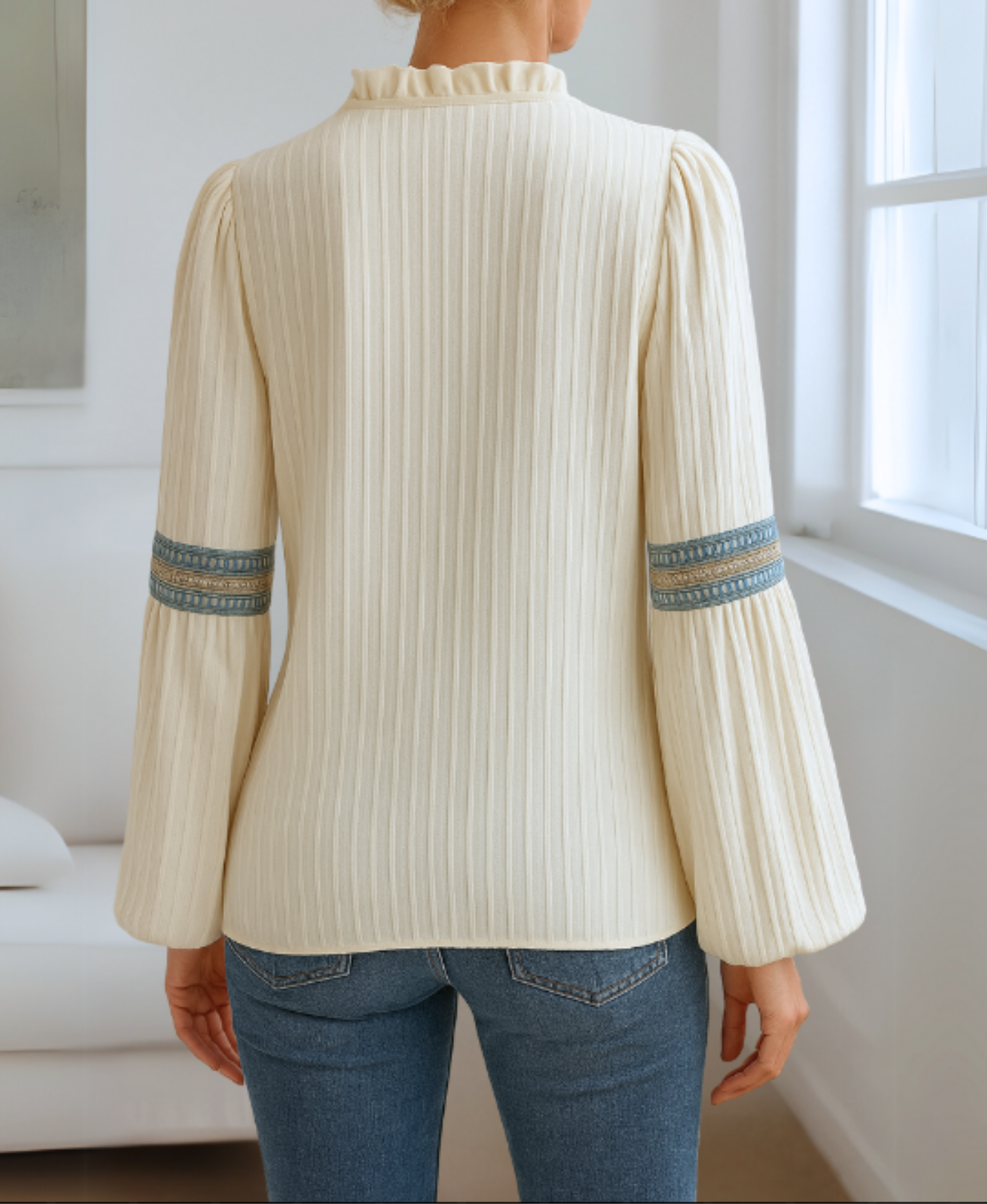 Women's V Neck Long Sleeve Blouse