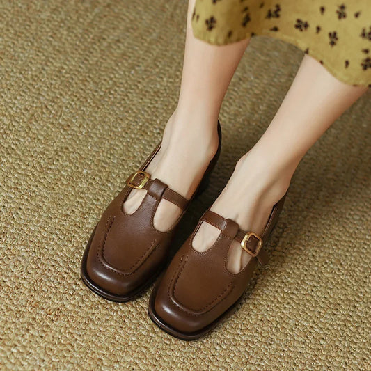 Women's Block Heel T-Strap Mary Janes