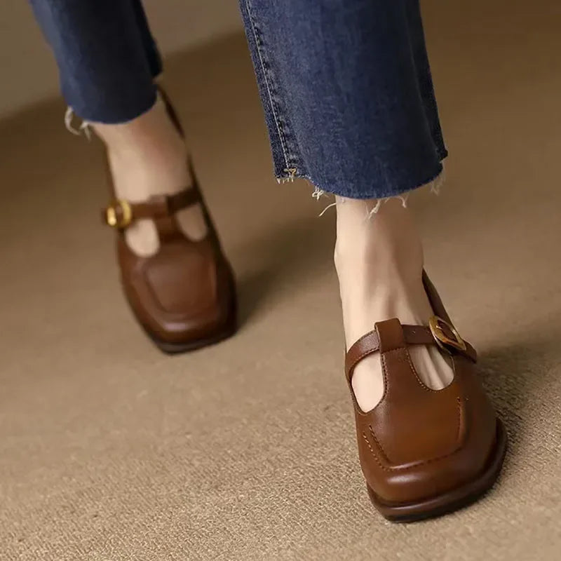 Women's Block Heel T-Strap Mary Janes