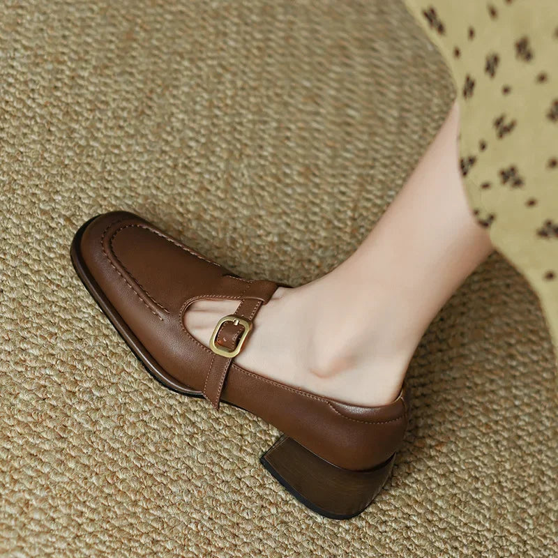 Women's Block Heel T-Strap Mary Janes