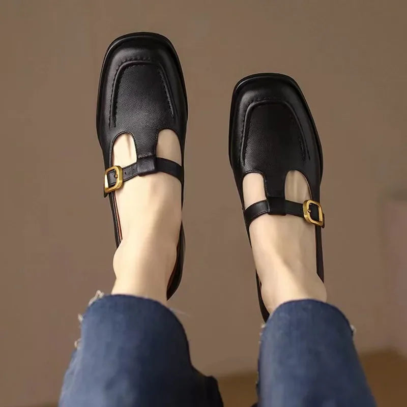 Women's Block Heel T-Strap Mary Janes