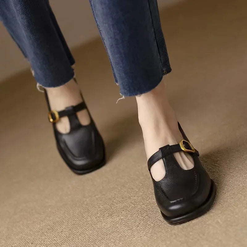 Women's Block Heel T-Strap Mary Janes