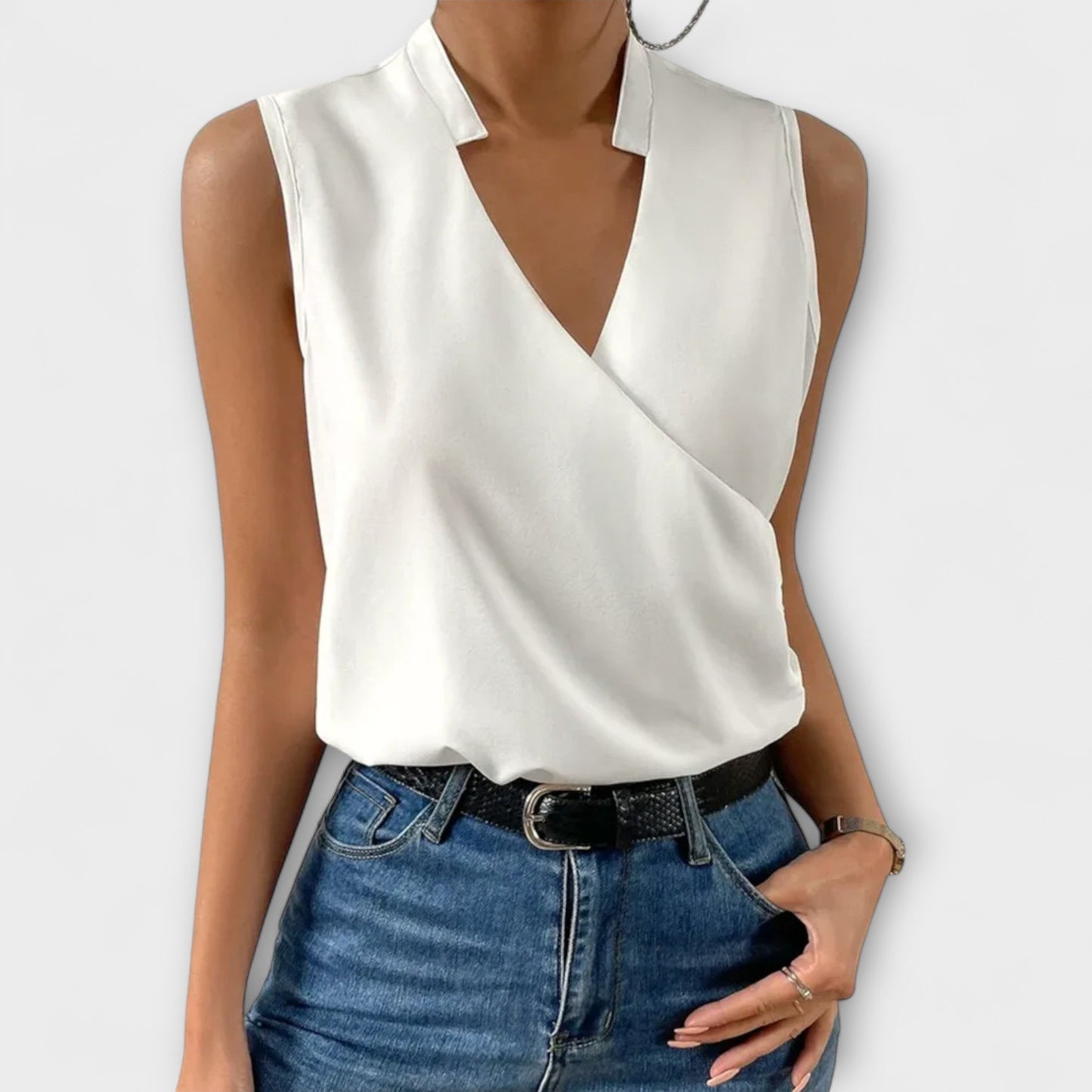 Women's Wrap Sleeveless Blouse – White
