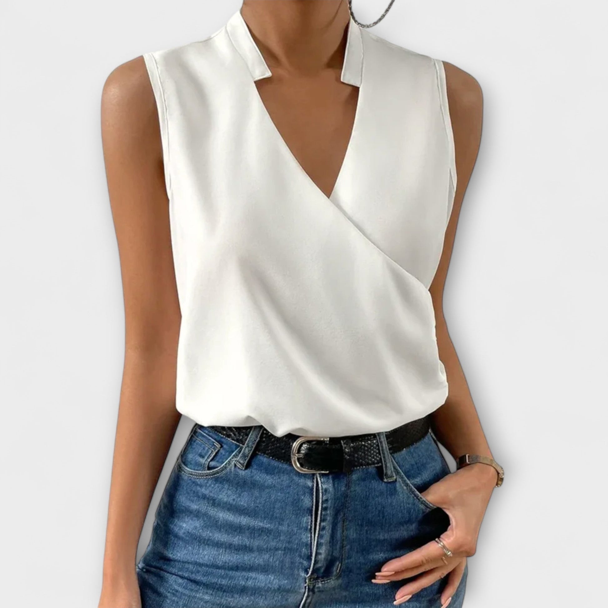 Women's Wrap Sleeveless Blouse – White