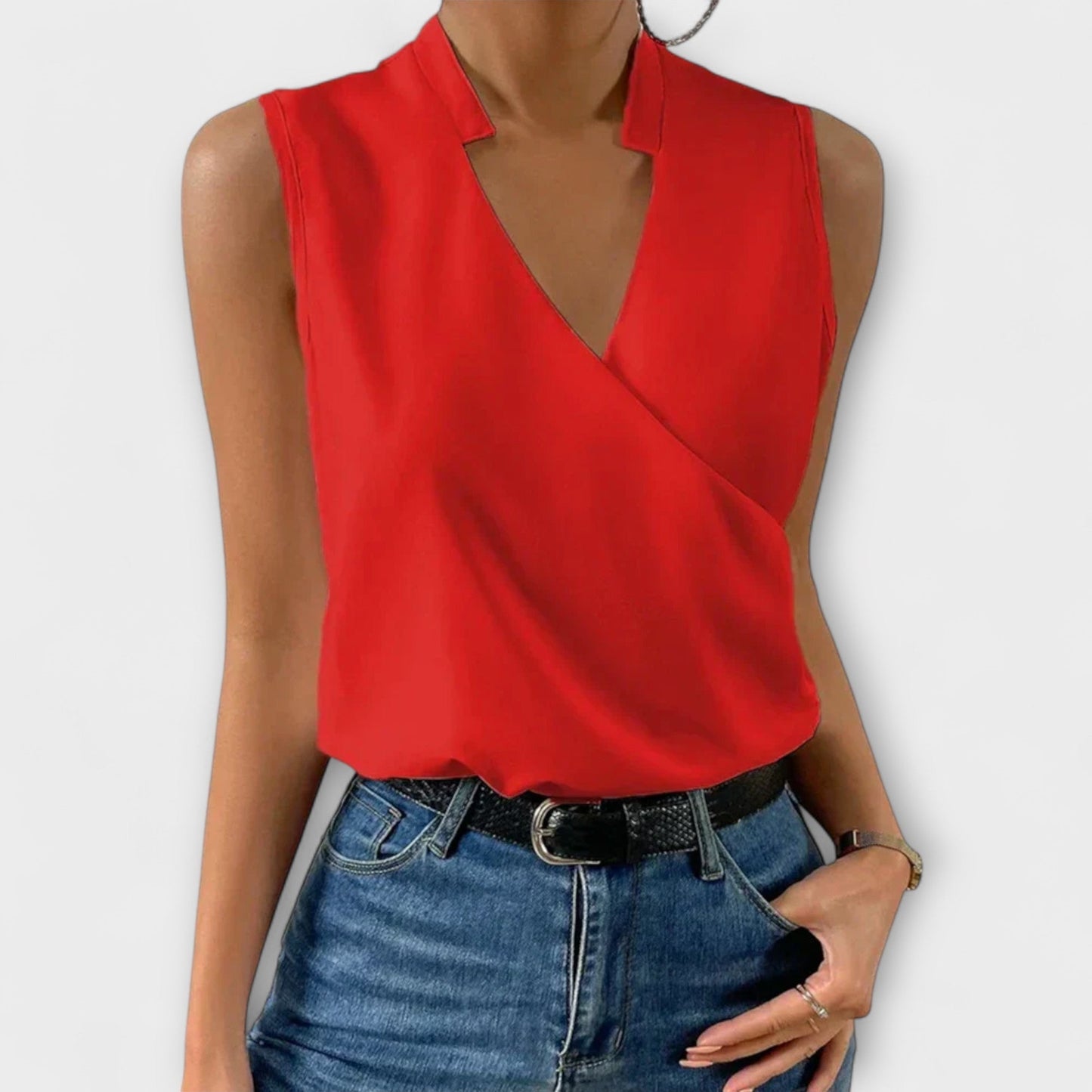 Women's Wrap Sleeveless Blouse – Red