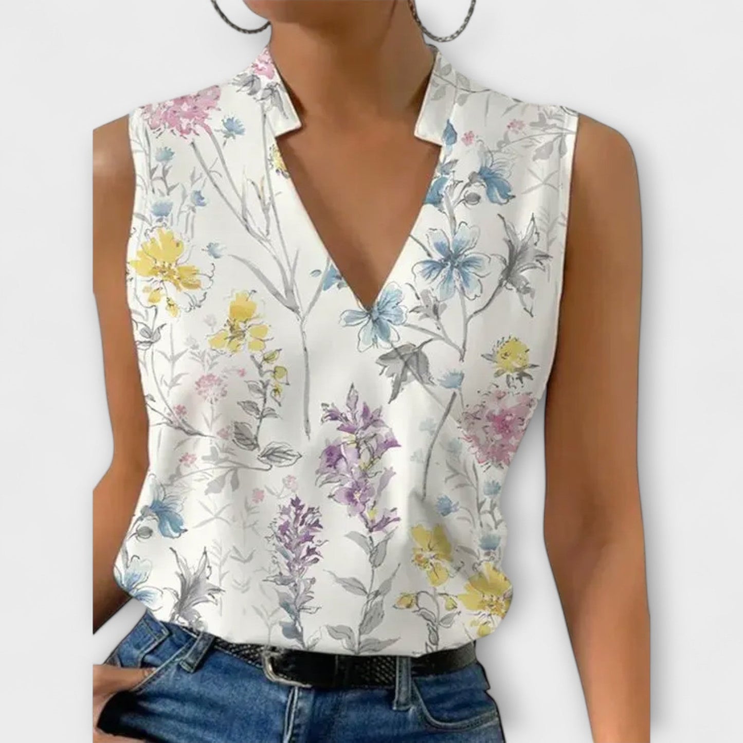 Women's Wrap Sleeveless Blouse – Floral 2