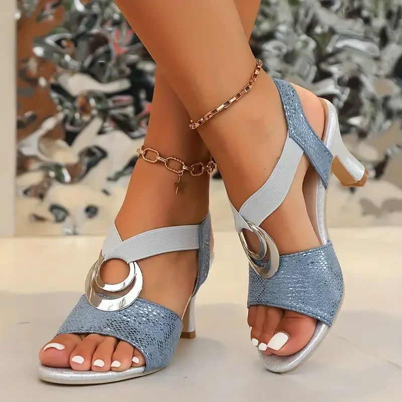 Women's Heeled Strappy Sandals – Blue