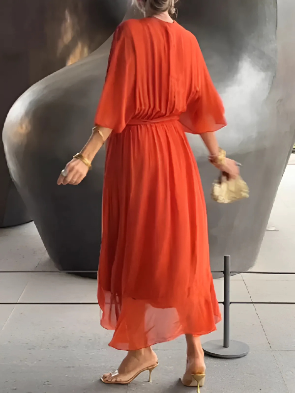 Women's V Neck Midi Dress