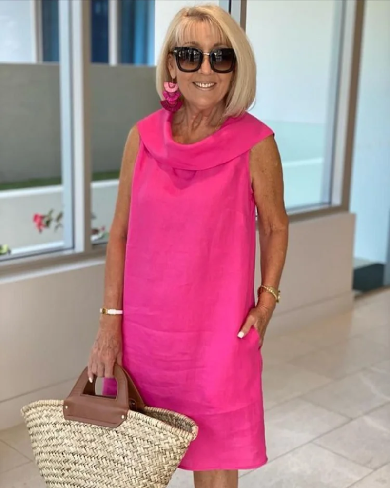Women's Cowl Neck Mini Dress – Pink