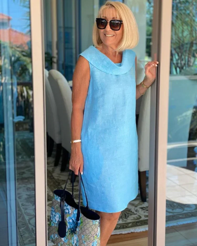 Women's Cowl Neck Mini Dress – Sky Blue