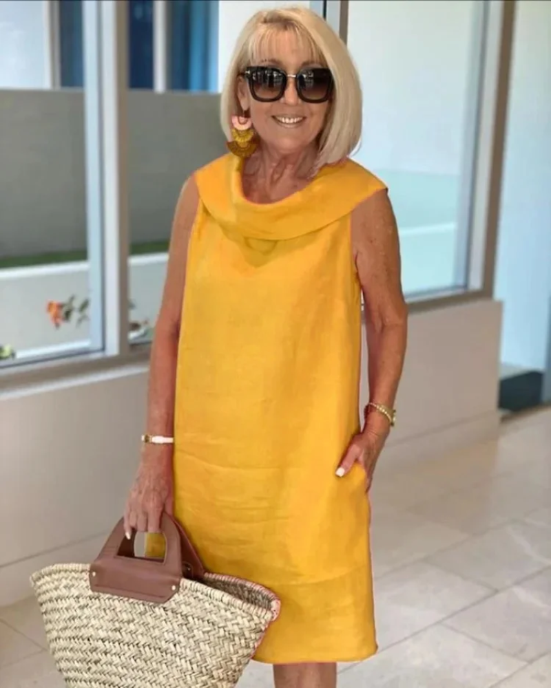 Women's Cowl Neck Mini Dress – Yellow