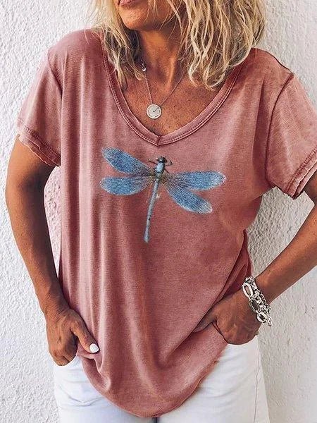 Women's V Neck Short Sleeve Blouse – Red