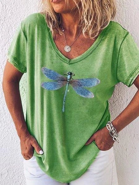 Women's V Neck Short Sleeve Blouse – Green