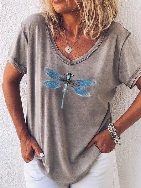 Women's V Neck Short Sleeve Blouse – Grey