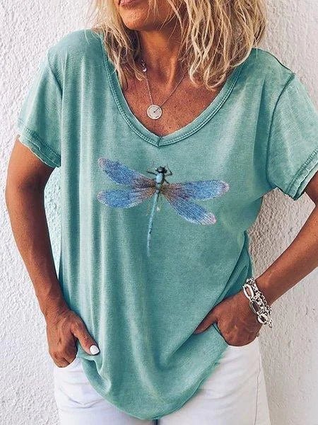 Women's V Neck Short Sleeve Blouse – Blue