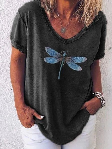 Women's V Neck Short Sleeve Blouse – Black