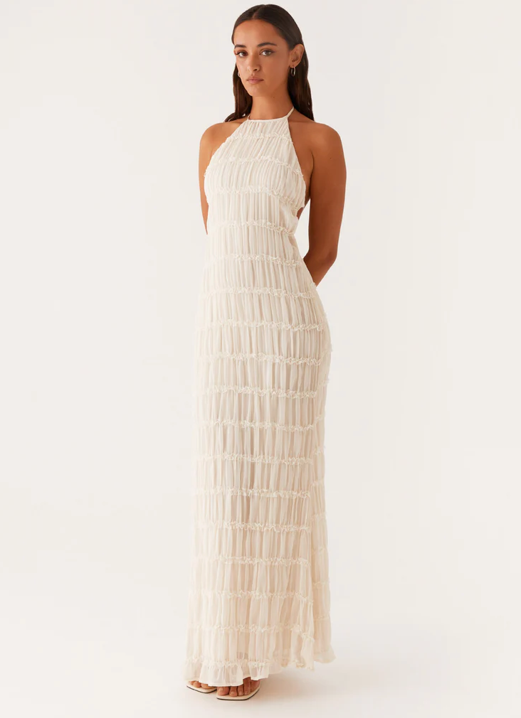 Women's Halter Maxi Dress – White