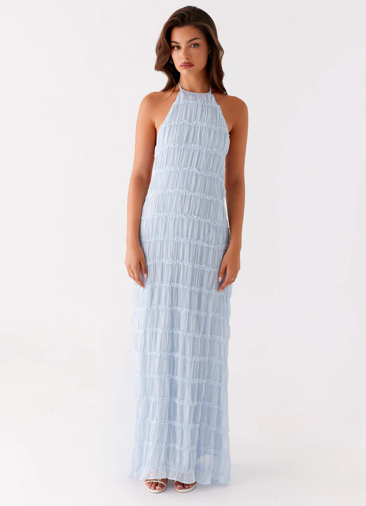 Women's Halter Maxi Dress – Blue