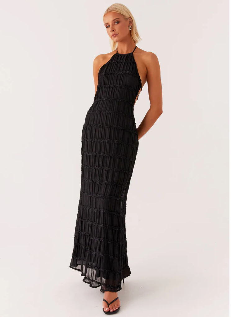 Women's Halter Maxi Dress – Black