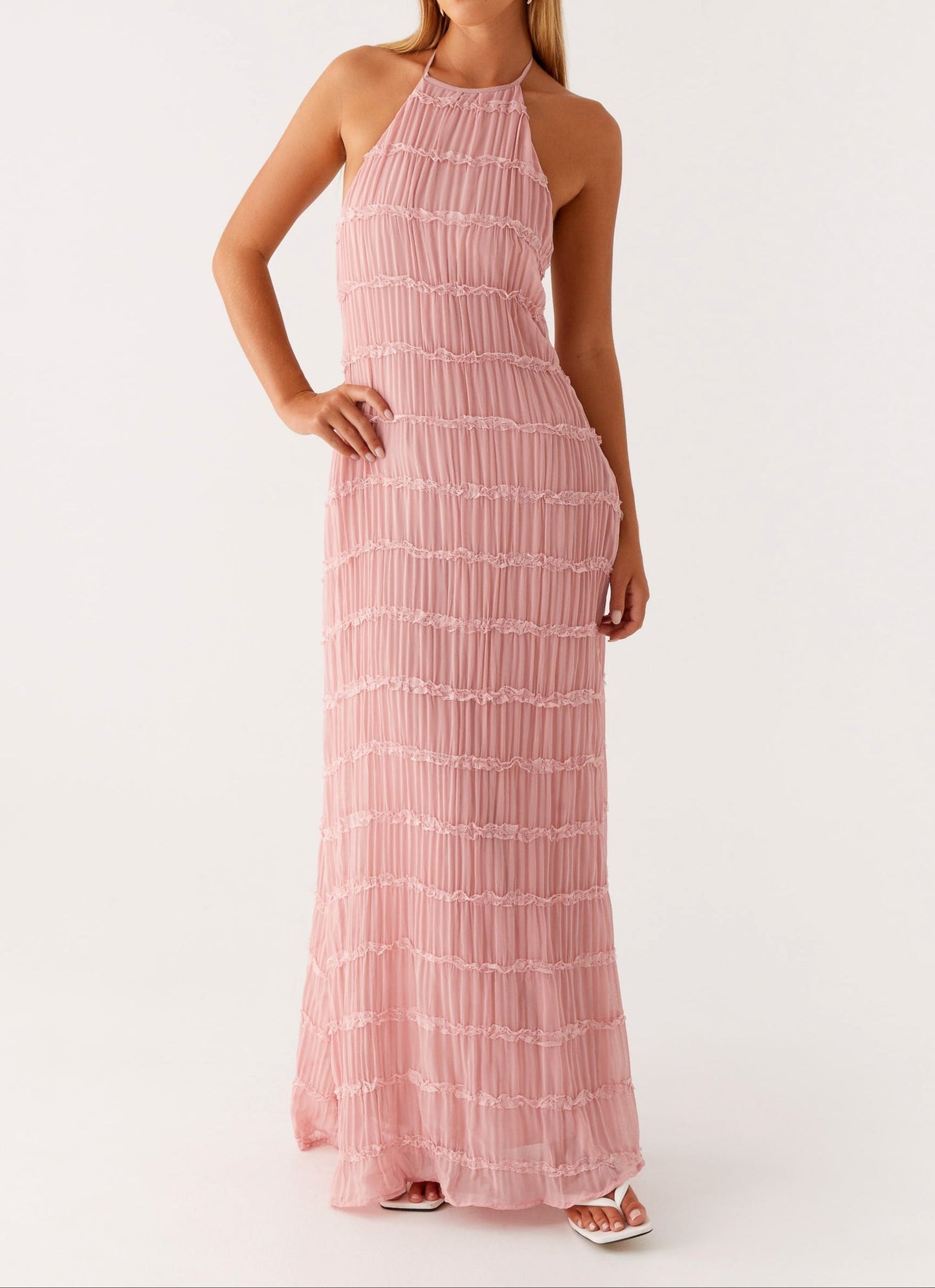 Women's Halter Maxi Dress – Pink
