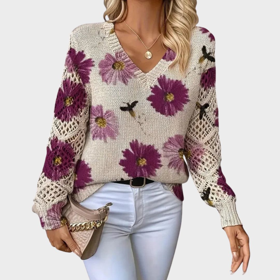 Women's V Neck Long Sleeve Sweater