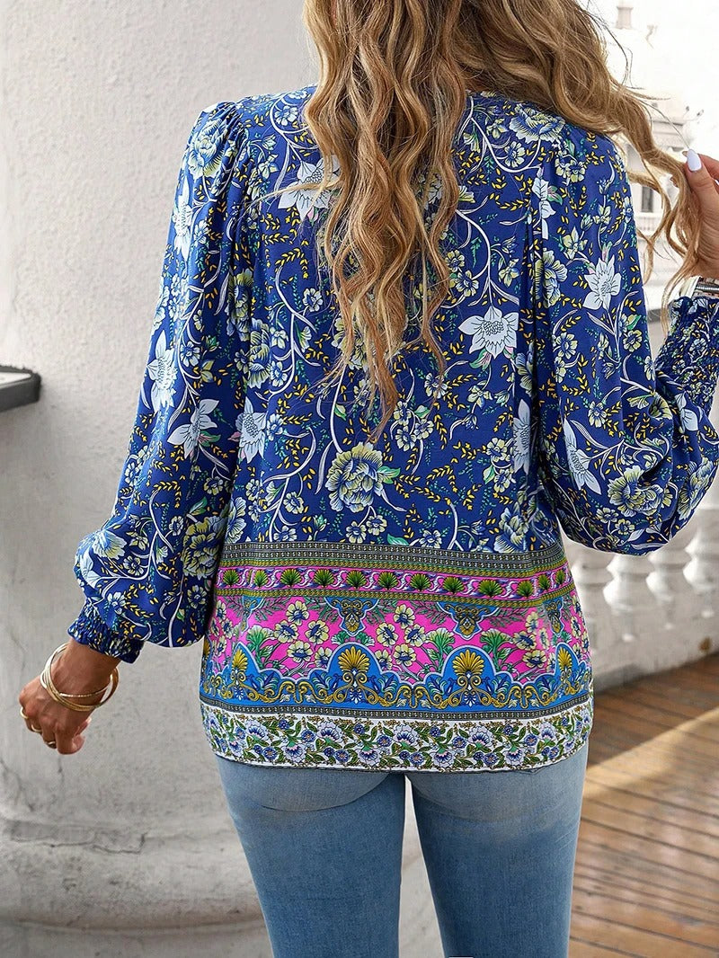 Women's V Neck Long Sleeve Blouse