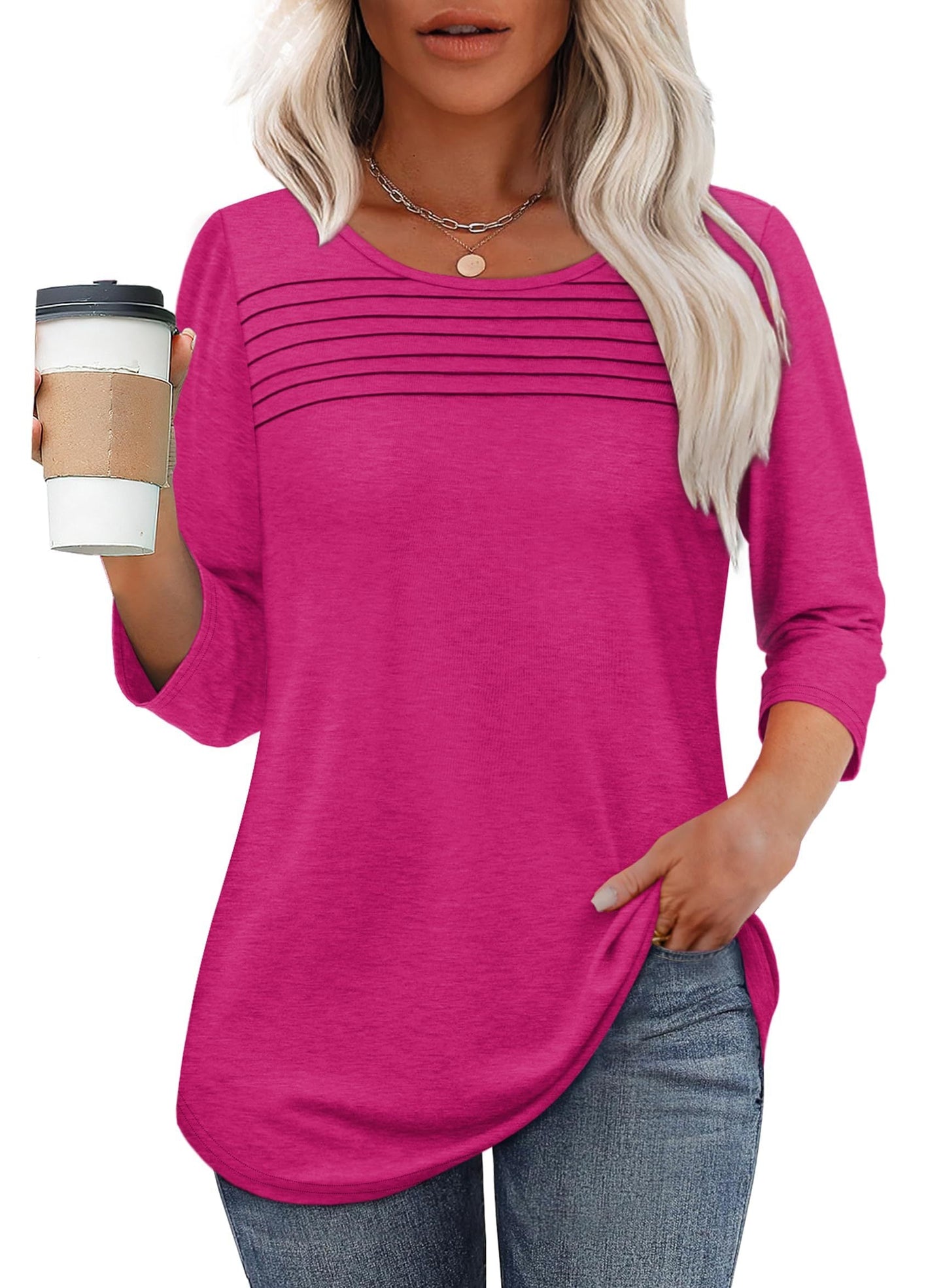 Women's Pleated Blouse – Hot Pink